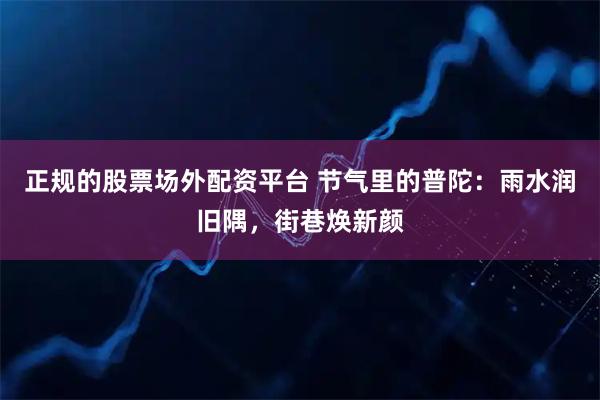 正规的股票场外配资平台 节气里的普陀：雨水润旧隅，街巷焕新颜